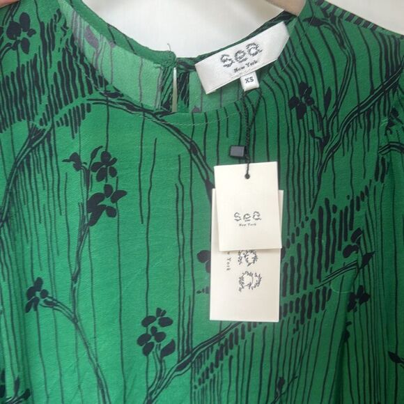 Beautiful Green Sunniva Print Long Sleeve Midi Dress By Sea New York - Picture 8 of 12